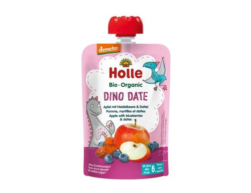 Holle Organic Pure Fruit Pouches - Dino Date - Apple, Blueberries, and Dates