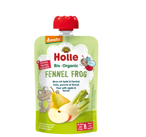 Holle Organic Puree Fruit Pouches - Fennel Frog - Pear, Apple and Fennel