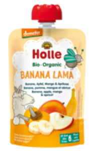 Holle Organic Pure Fruit Pouches - Banana Lama - Apple, Banana, Mango and Apricot