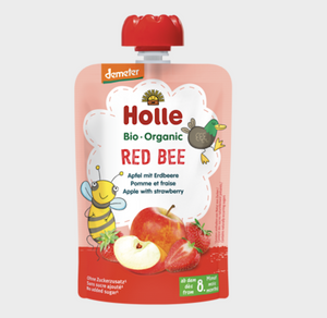 Holle Organic Pure Fruit Pouches - Red Bee - Apple and Strawberry