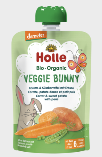 Holle Organic Pure Fruit Pouches - Veggie Bunny - Carrot, Potato with Peas